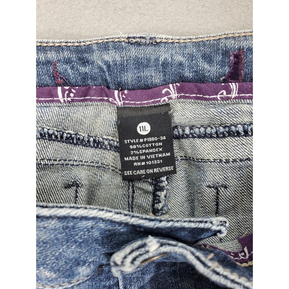 Refuge Bootcut Jeans Women 11L Blue Good Mid Rise Embroidered P1980-34 - Picture 2 of 4